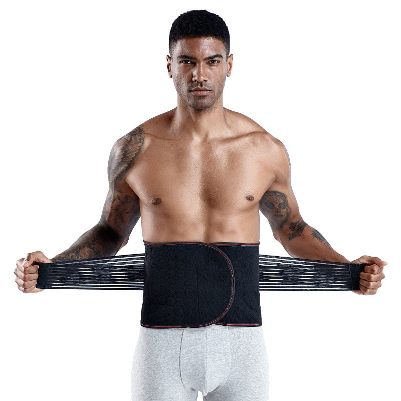 Lumbar back support belt front view with double straps