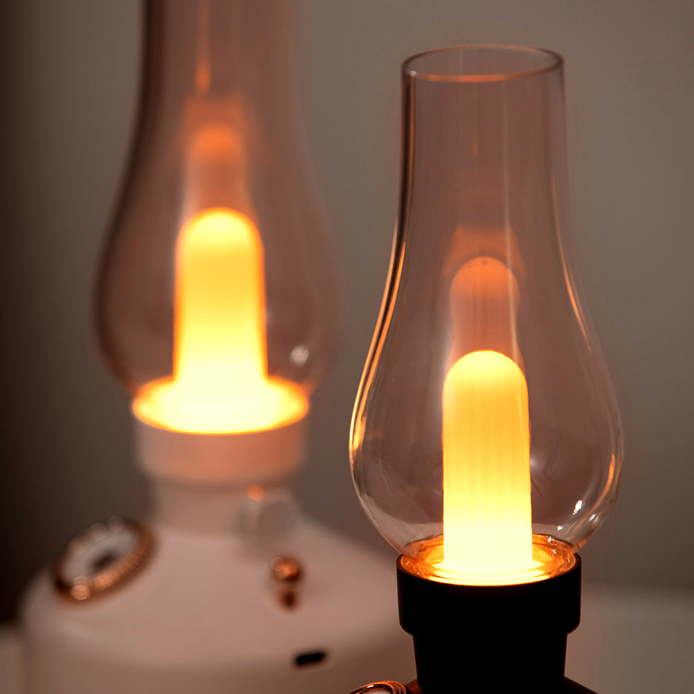 Retro Kerosene Light Humidifier black model glowing