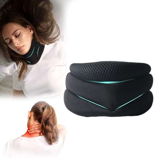 Soft neck brace worn during sleep for snoring relief and neck support