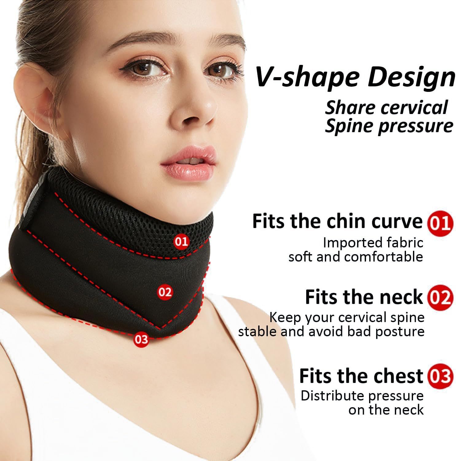 Ergonomic neck brace with adjustable design for cervical pain relief