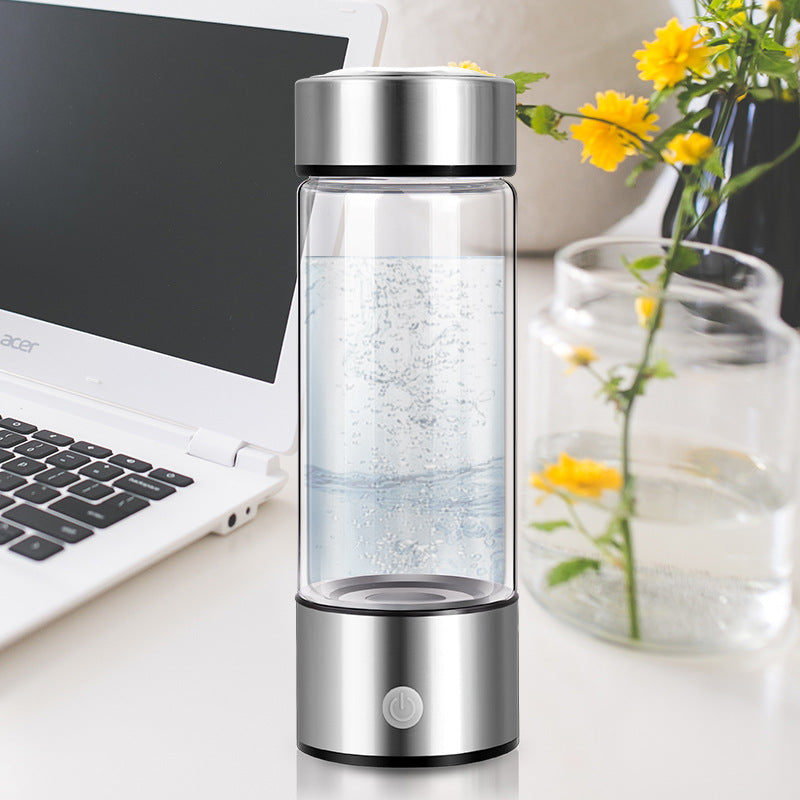 Hydrogen water bottle electric portable generator in silver