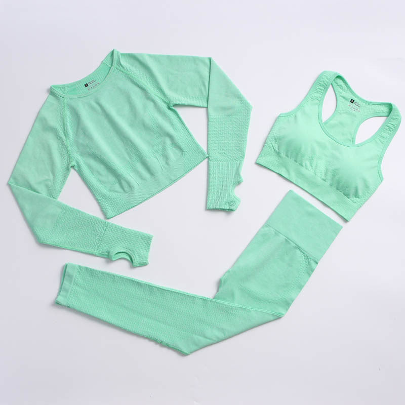 Yoga clothing suit women seamless green quick dry gym outfit