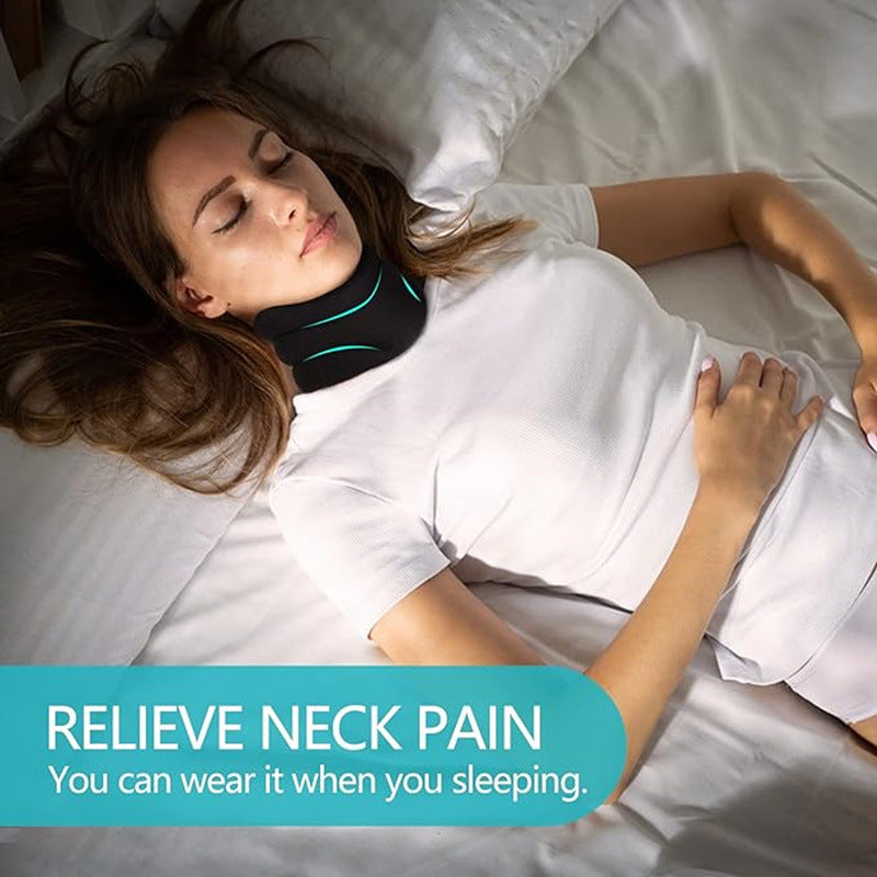 Neck brace relieving neck pain during sleep with cervical support